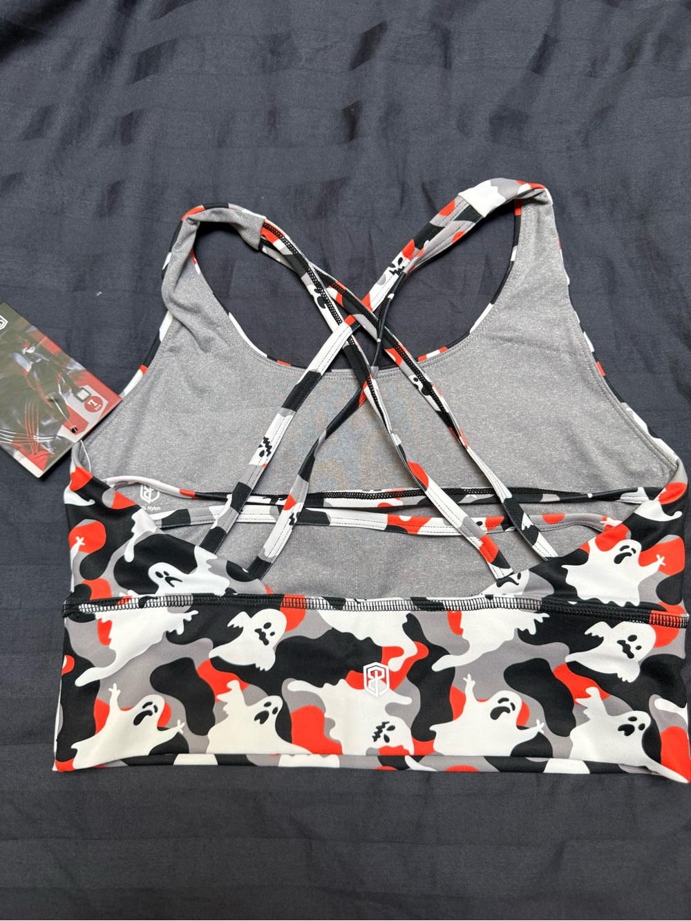 Ghost Camo Strappy Sports Bra - Orange/Black/White - Born Primitive
